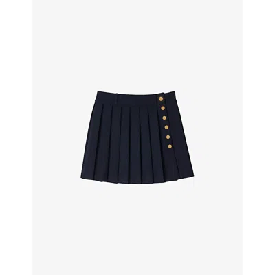 Sandro Women's Short Pleated Skirt In Navy Blue