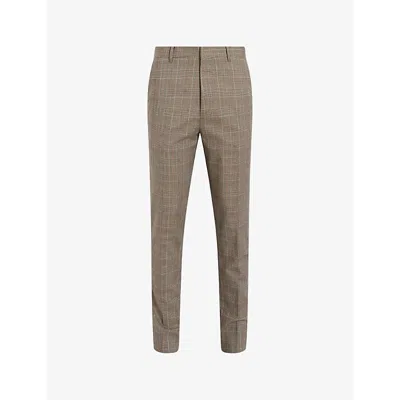 Allsaints Mens Stone Taupe Maffrett Slim-fit Straight-leg Woven-blend Trousers