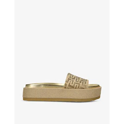 Steve Madden Womens Gold Kora Embellished-strap Fabric Sandals
