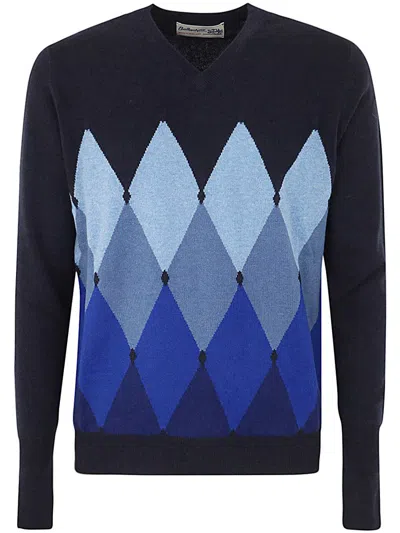 Ballantyne V Neck Pullover With Diamonds Clothing In Blue