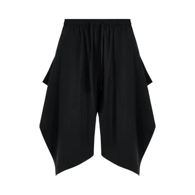 Y-3 Layered Wool Shorts In Black