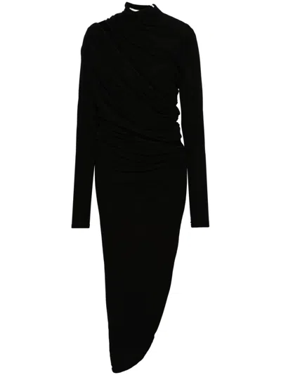 Christopher Esber Asymmetric Draped Maxi Dress In Black