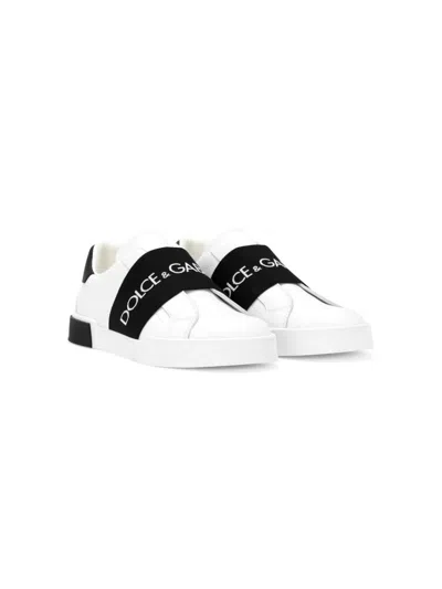 Dolce & Gabbana Kids' Leather Trainers In White