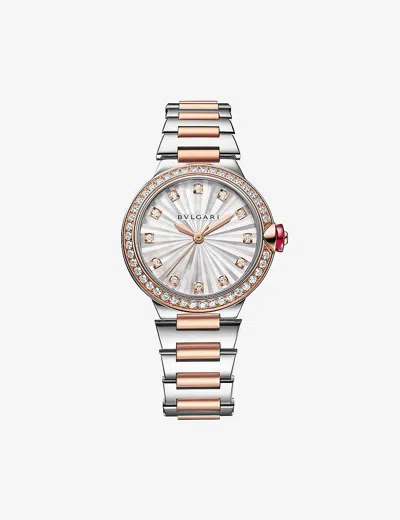 Bvlgari Rose Gold Re00010 Lvcea 18ct Rose-gold, Stainless-steel, 1.3000ct Brilliant-cut Diamond And