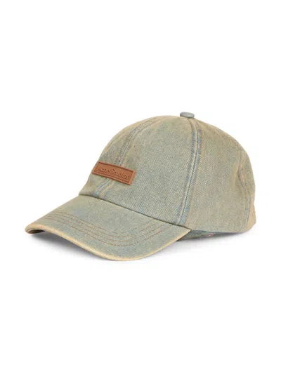 Acne Studios Blue Logo Denim Cap In Auz Mid Blue