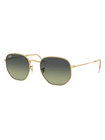 Ray Ban Hexagonal Legend Gold Green Classic G-15 Unisex Sunglasses Rb3548 919631 51 In Gold Green Gradient