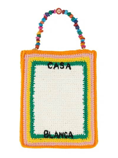 Casablanca Pebble Handle Crochet Bag In Multi