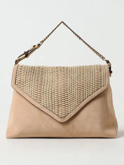 Alberta Ferretti Interwoven Leather Shoulder Bag In Beige