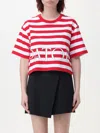 Patou Breton Stripe Cropped T-shirt Clothing In Red