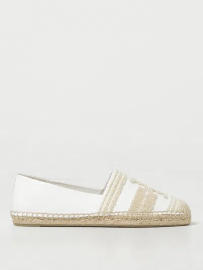 Tory Burch Double T Cotton Espadrilles In White
