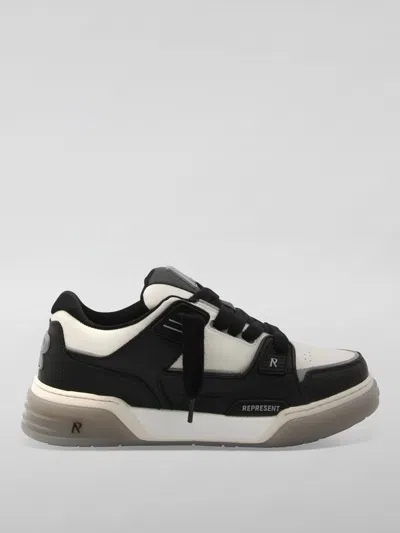 Represent Studio Panelled Leather Mid-top Trainers In Black
