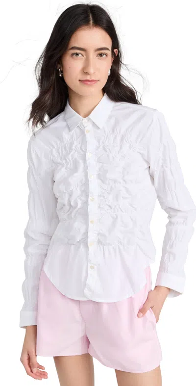 Gimaguas Lupa Smocked Cotton Shirt In White