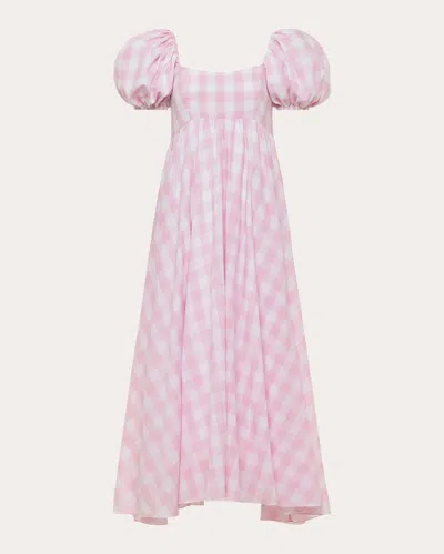 Azeeza Rory Gingham Midi Dress In Pink
