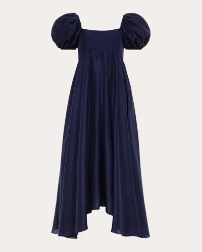 Azeeza Women's Rory Silk Puff-sleeve Maxi Dress In Navy