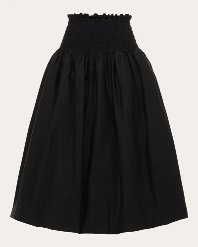 Azeeza Bubble Smock-waist Cotton Midi Skirt In Black