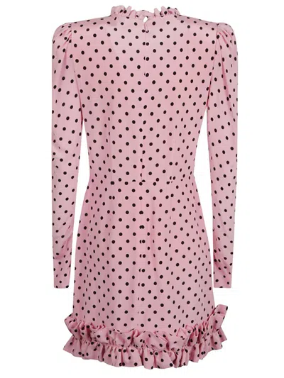 Alessandra Rich Polka Dot Print Silk Mini Dress In Pink
