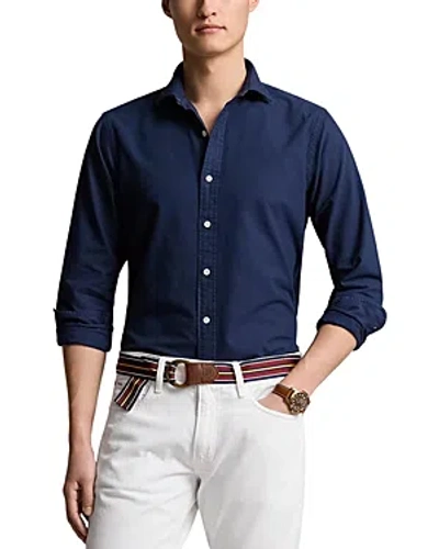 Polo Ralph Lauren Cotton Custom Fit Garment Dyed Oxford Shirt In Newport Navy