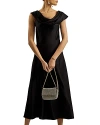Ted Baker Womens Black Sirinna Draped-neck Bias-cut Woven Midi Dress