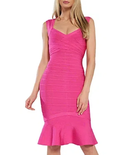 Herve Leger Cutout Bandage Dress In Pink