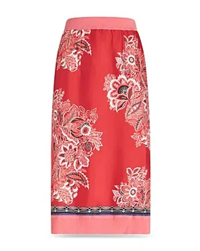 Etro Bandana Print Silk Knit Combo Skirt In Print On Red