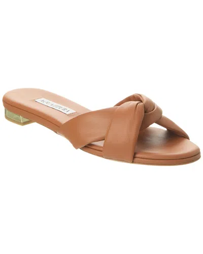 Aquazzura Olie Twisted Leather Flat Slide Sandals In Brown