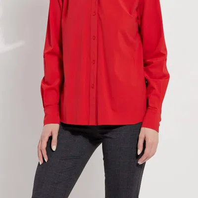 Lyssé Roll Tab Button Down Shirt In Persian In Red