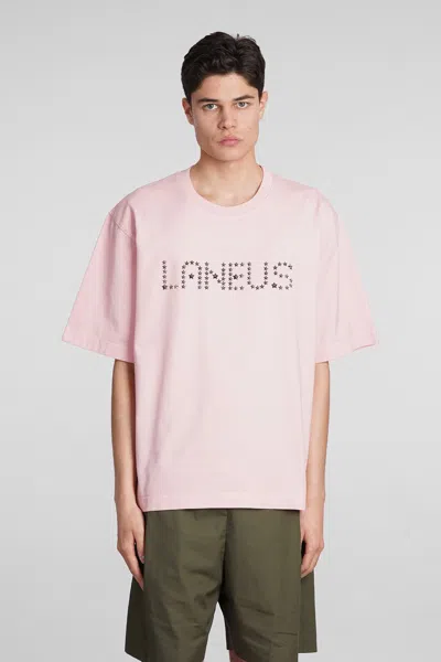 Laneus Star Studded-logo T-shirt In Rose-pink