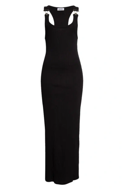 Jean Paul Gaultier Ribbed Cotton Long Dress In Black