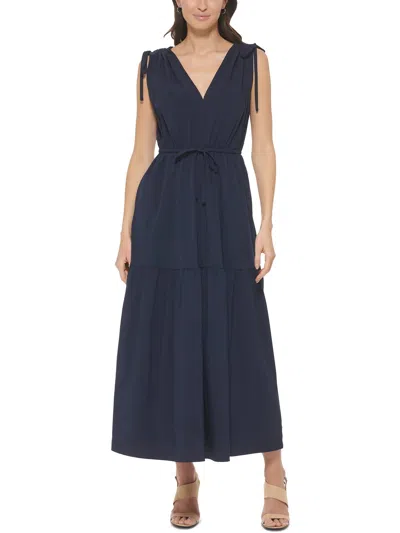 Calvin Klein Womens Drawstring Shoulders Long Maxi Dress In Multi