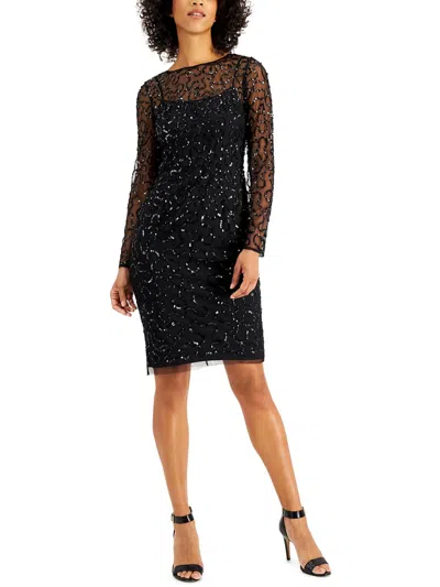 Papell Studio By Adrianna Papell Womens Semi-formal Above-knee Cocktail And Party Dress In Black