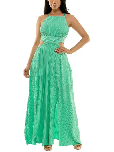 Bebe Womens Satin Long Maxi Dress In Green