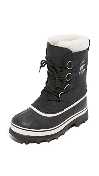 Sorel Caribou Suede And Rubber Short Boots In Black