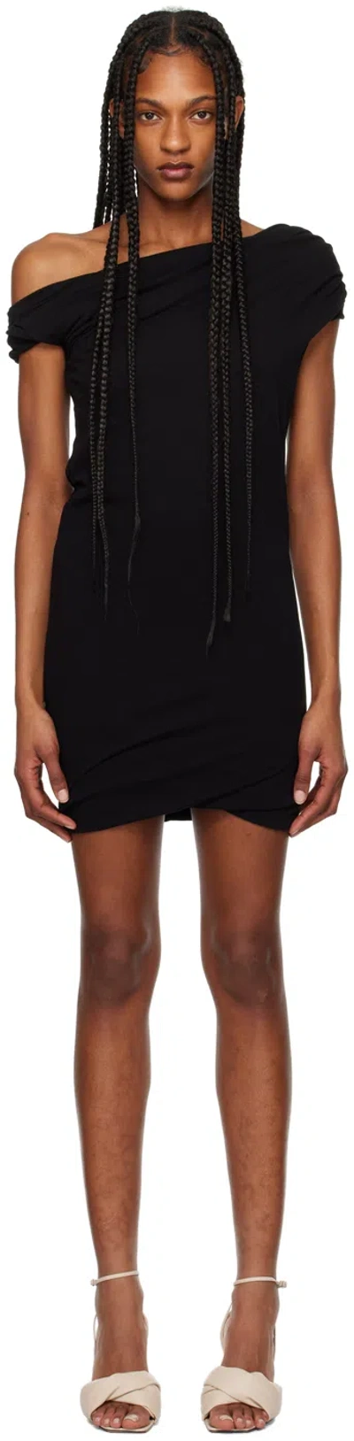 Msgm One-shoulder Cotton Dress In Black