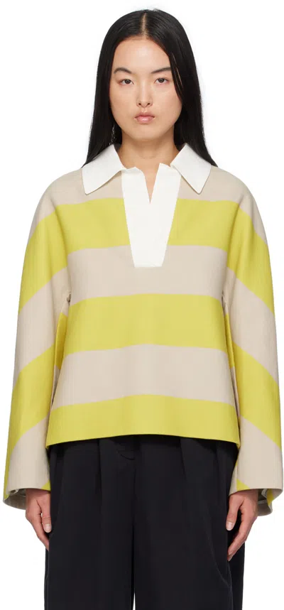 Dries Van Noten Striped Cotton-blend Twill Polo Shirt In Lime 201