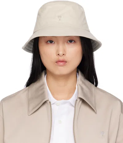 Ami Alexandre Mattiussi Ami De Coeur Bucket Hat In Neutrals