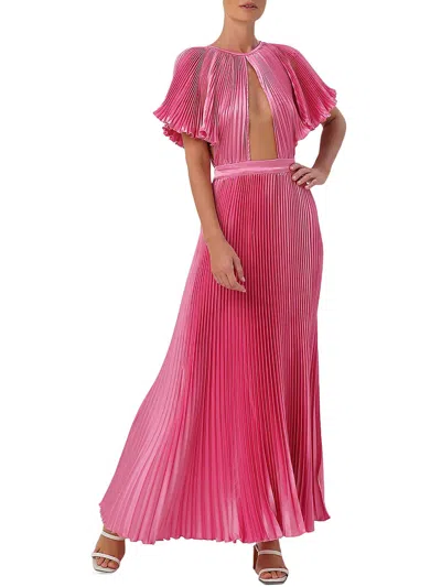 L'idée Womens Satin Pleated Evening Dress In Pink