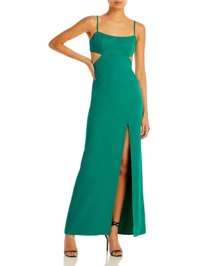 Aqua Womens High Slit Long Evening Dress In Green
