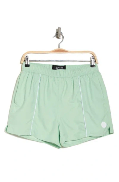 Native Youth Swim Shorts With Piped Seam In Green - Mgreen