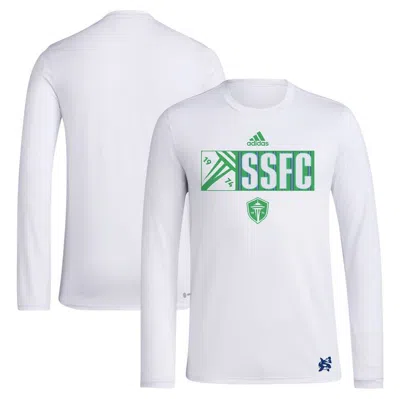 Adidas Originals Adidas White Seattle Sounders Fc 2024 Jersey Hook Aeroready Long Sleeve T-shirt