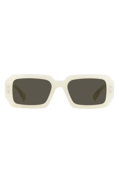Isabel Marant Logo Acetate Rectangle Sunglasses In White/gray Solid