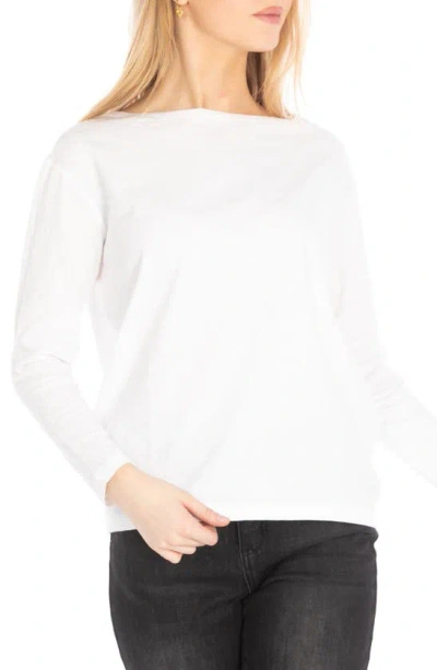 Apny Relaxed Fit Long Sleeve Cotton T-shirt In White