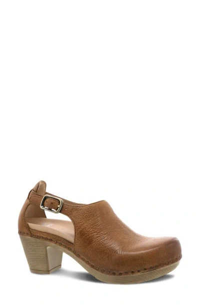 Dansko Sassy Cutout Clog In Tan Milled Burnished