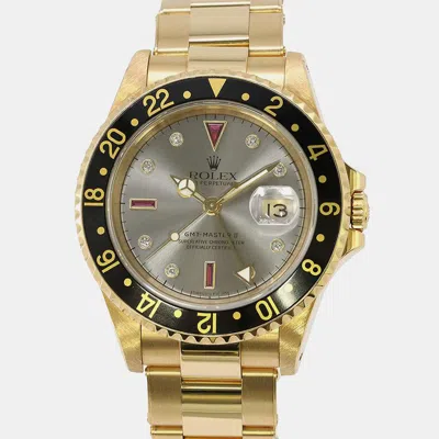 Pre-owned Rolex Silver 18k Yellow Gold Gmt-master Ii 16718rg Automatic Men's Wristwatch 40 Mm
