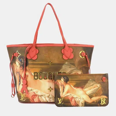 Pre-owned Louis Vuitton Limited Edition Jeff Koons Fragonard Print Canvas Mm Neverfull Nm Tote In Multicolor