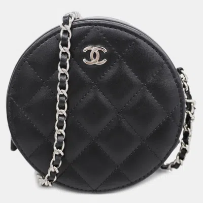 Pre-owned Chanel Black Leather Round Cc Clutch Bag