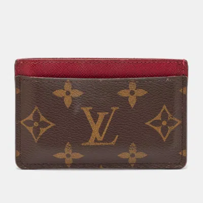 Pre-owned Louis Vuitton Fuchsia Monogram Canvas And Leather Card Holder In Pink