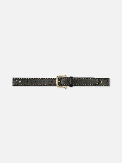 Frame Embellished Belt Black Leather