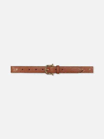 Frame Embellished Belt Tan Leather In Brown