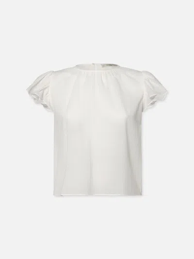 Frame Ruffle Sleeve Blouse Top White 100% Cotton
