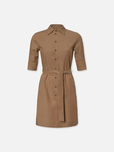 Frame Belted Trench Dress Khaki In Brown